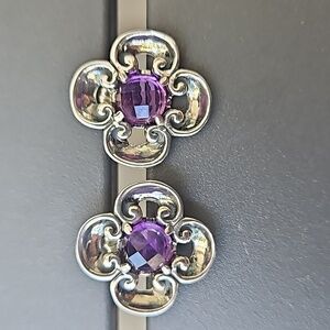 Carolyn Pollack Amethyst Sterling Silver Earrings